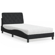 Letto con Materasso-Struttura Letto con Materasso Nero 100x200 cm in Velluto