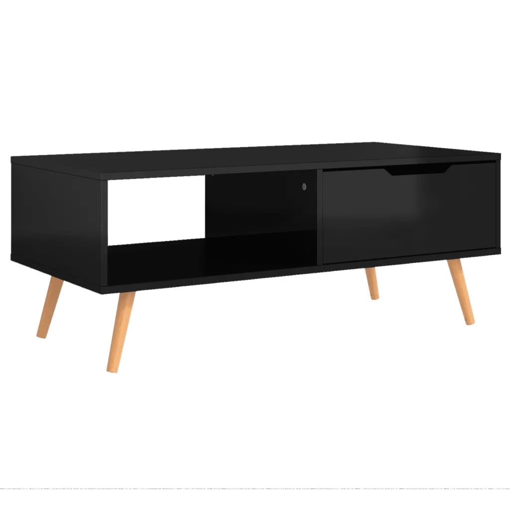 Tavolino Salotto Nero Lucido 100x49,5x43 cm Legno Multistrato 326793