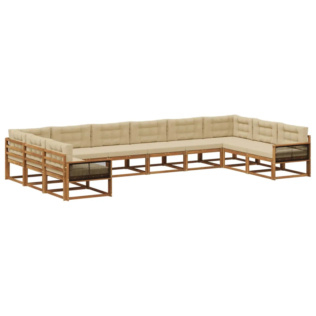 Set di divani da esterno con cuscino 10 pcs Naturale e Beige 3382926