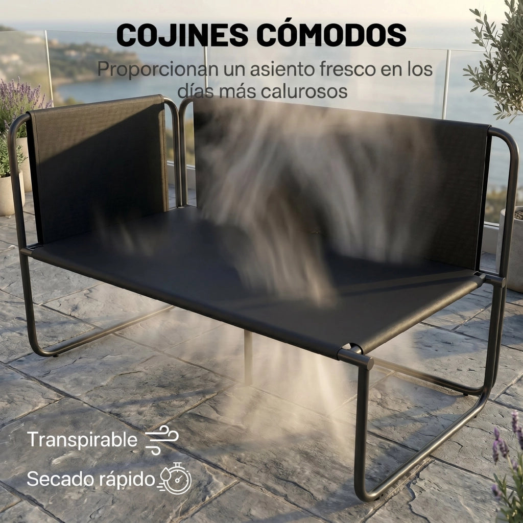 Set Giardino 4 Pezzi con Divani 2 Posti e Tavoli Vetro ¨C Zephmum ¨C Grigio