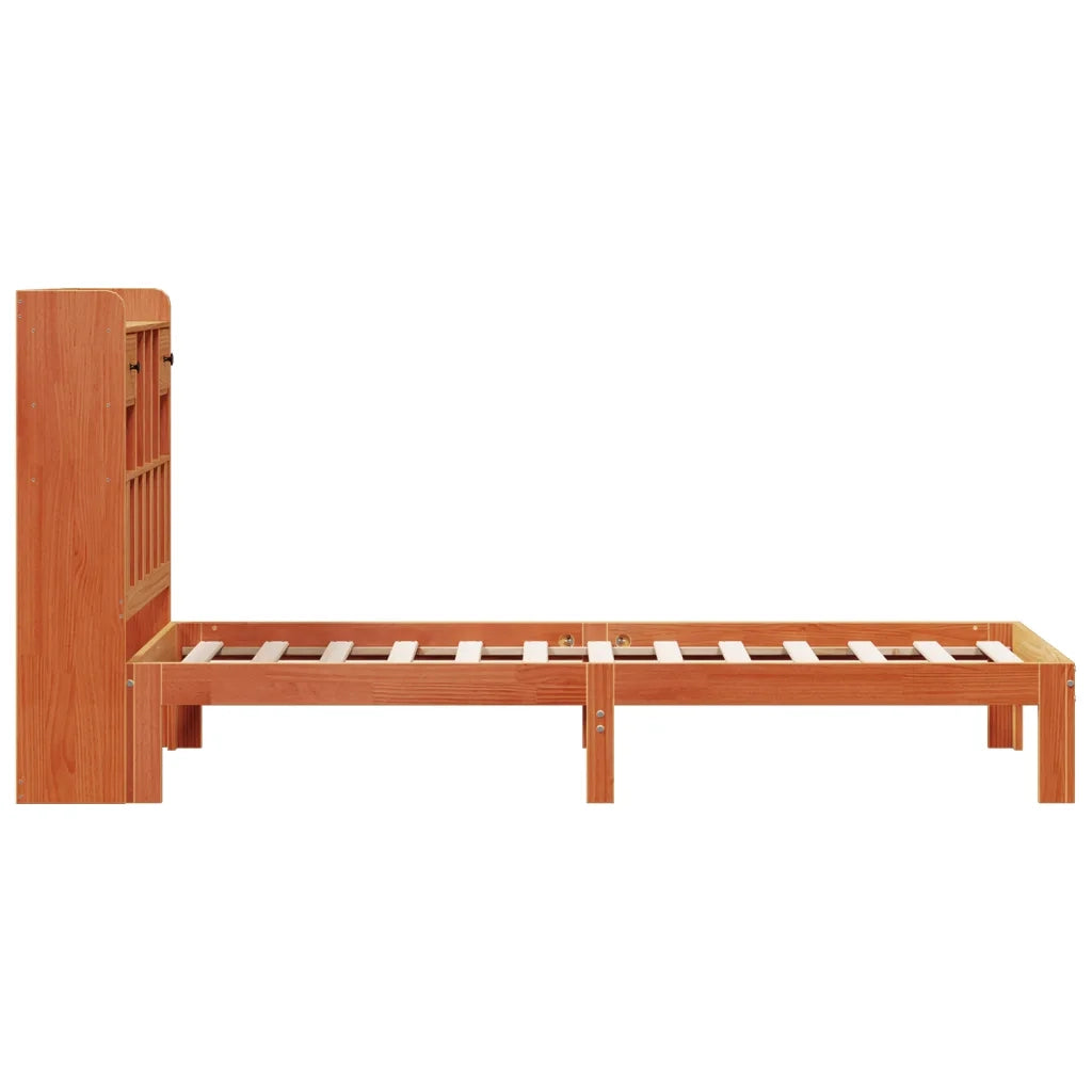 Letto Libreria senza Materasso Marrone Cera 100x200 cm in Pino 3322617