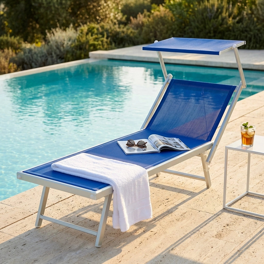 Lettino prendisole da Giardino in Alluminio cm 183x61x38 - MILBURN