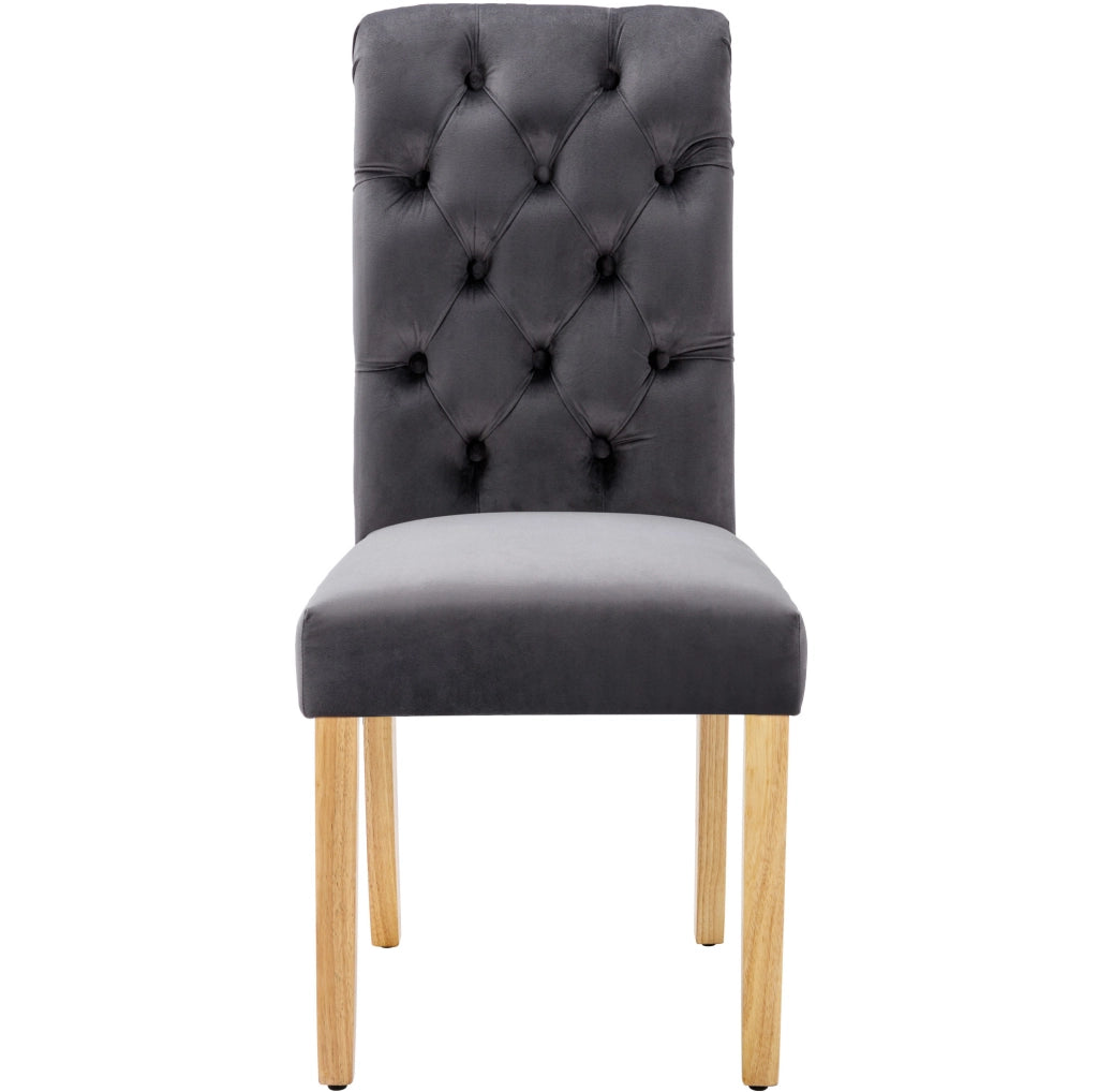 Set 2 sedie da pranzo in velluto con gambe in rovere; grigio