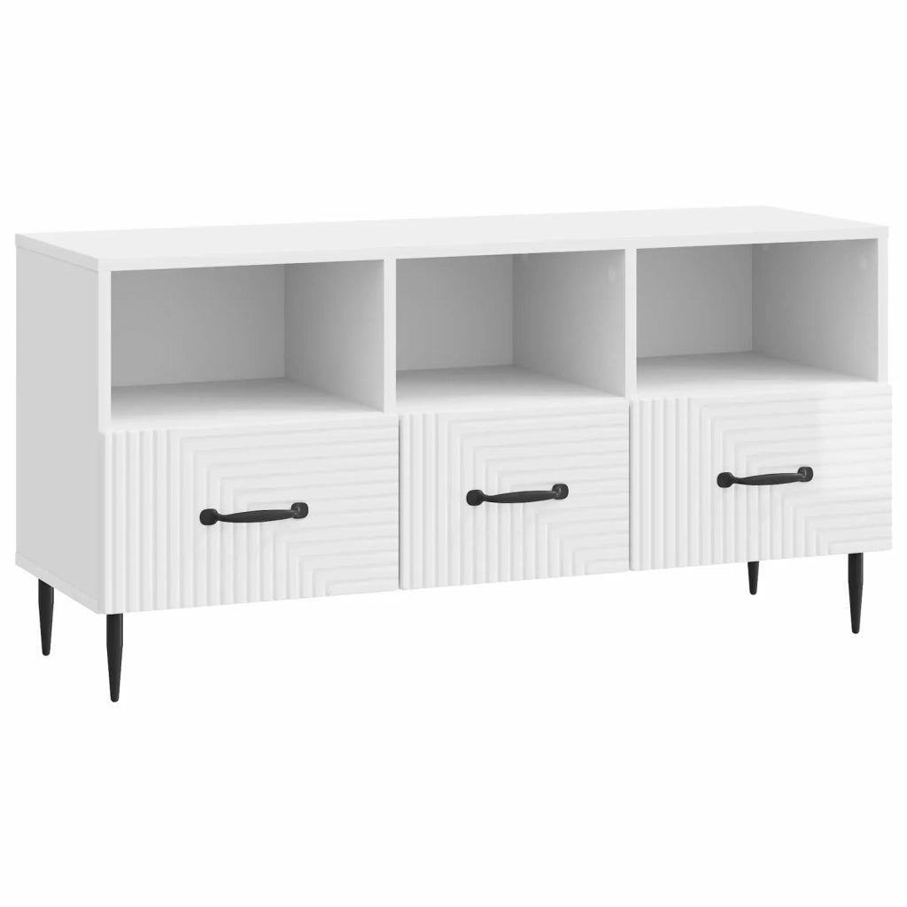 Mobile TV Bianco Lucido 102 x 34,5 x 50 cm Legno ingegnerizzato