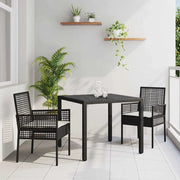 Set da Pranzo per Giardino 3 pcs Nero polyrattan 3334855