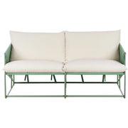 Divano basso oversize in metallo con cuscini schienale e seduta Arredamento da interno ed esterno Giardino verde stile moderno e rustico