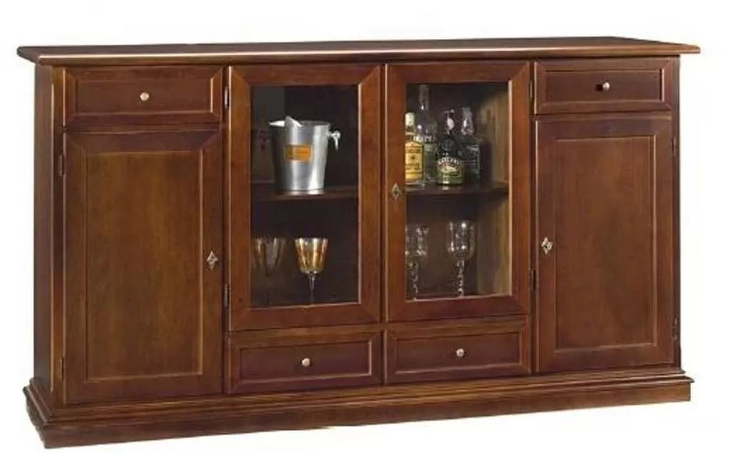 Madia credenza 4 porte legno tinta noce l.205 p.49 h.113 (385) - Mobili 2G