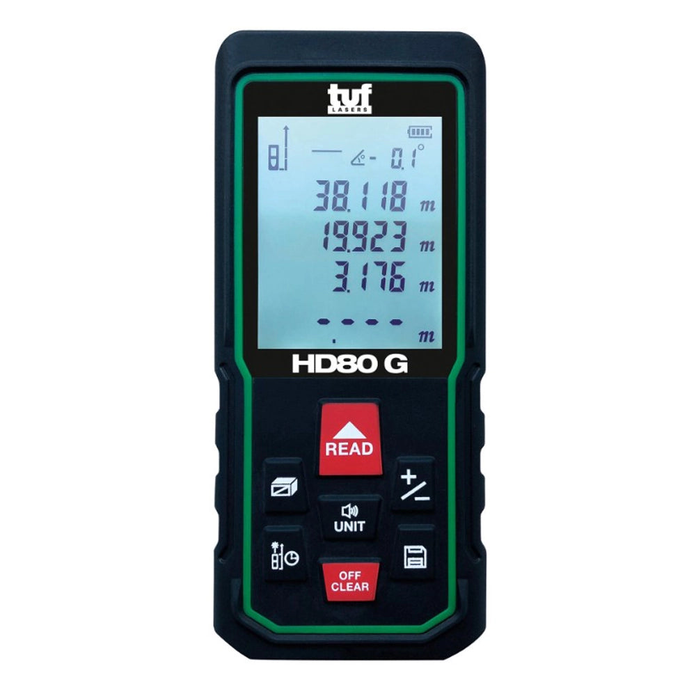 MISURATORE LASER DISTANZIOMETRO 80mt RAGGIO VERDE TUF LASER HD80G SPEKTRA INECO