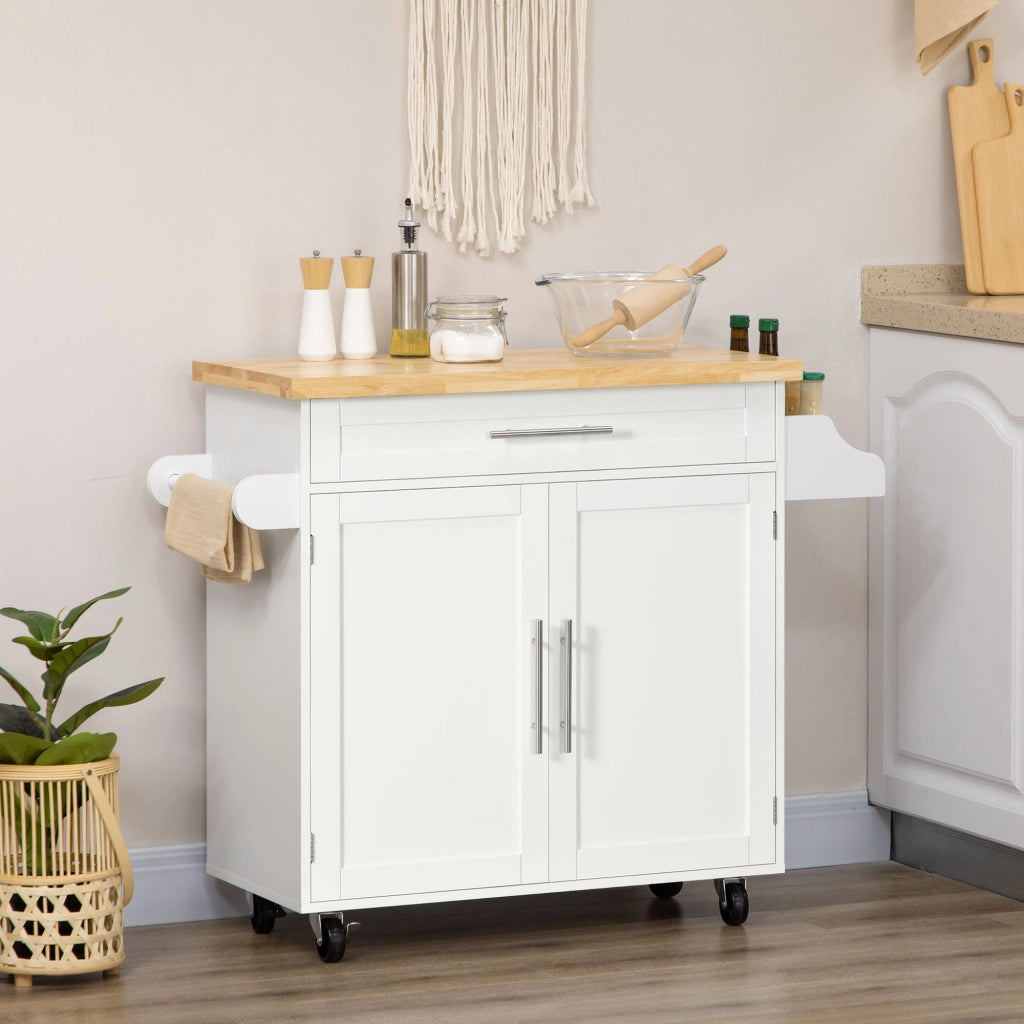 Carrello da Cucina ¨C Xylo ¨C Bianco, 109x40x89 cm, Portaspezie, Portasciugamani