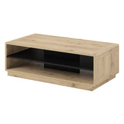 Tavolino VILLA – Rettangolare 120x60 cm – Rovere e nero – Con nicchie di stoccaggio
