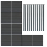 Pannelli Recinzione x10 + 11 Pali Alluminio LED Grigio Doghe PVC 185cm