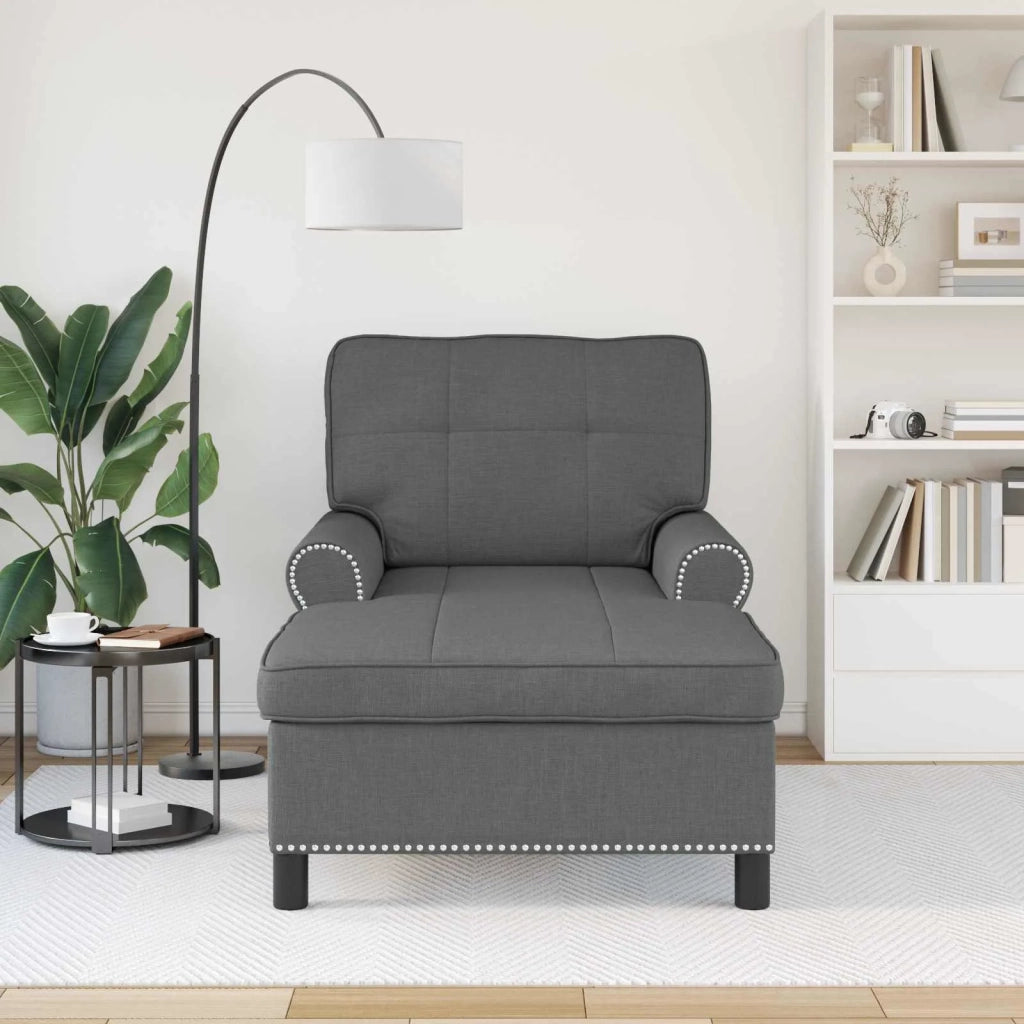 Chaise Lounge con cuscino Grigio scuro 91 x 157 x 91 cm Tessuto 42022931