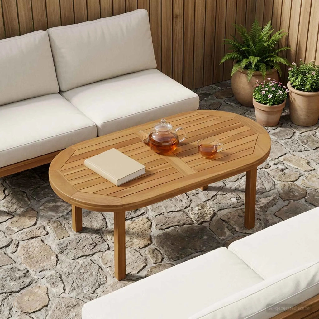 Piano del tavolo Ovale Legno di teak solido Naturale 42033171