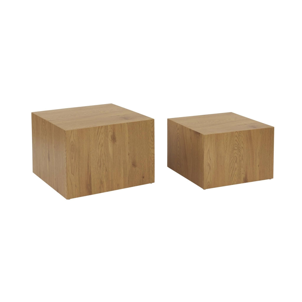 Set di 2 tavolini quadrati effetto frassino, marrone naturale