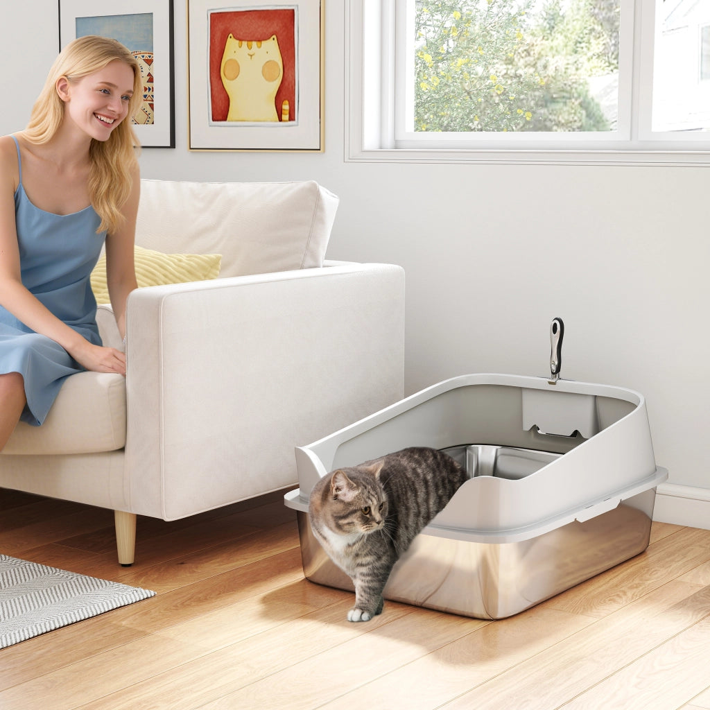 Arenero per Gatti ¨C zephmum ¨C 70x50x30 cm Grigio Acciao Inox