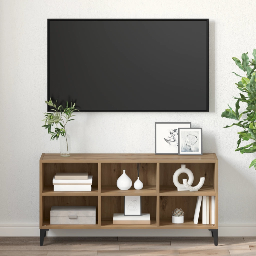 Supporto TV Rovere Artigianale Legno ingegnerizzato, Metallo Medio