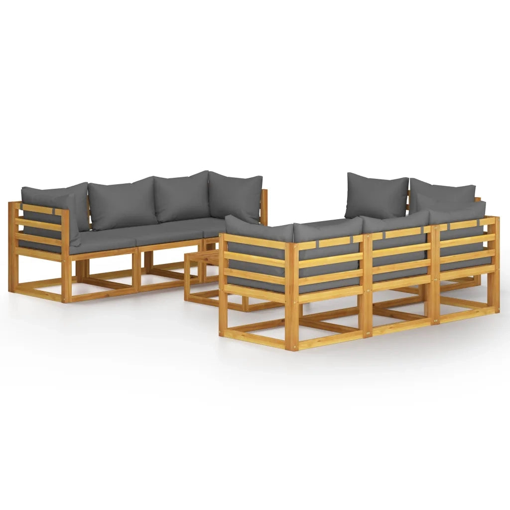 Set Divani da Giardino 9 pz con Cuscini in Massello di Acacia 3057611