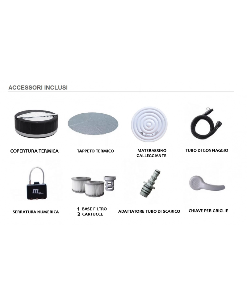 Minipiscina SPA idromassaggio gonfiabile da esterno o interno 204cm accessoriata Mspa Camaro