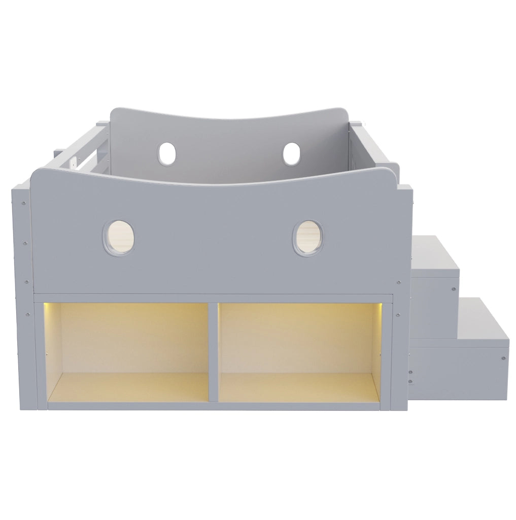 Letto bambini 90x200 cm con LED, USB-C e cassetti