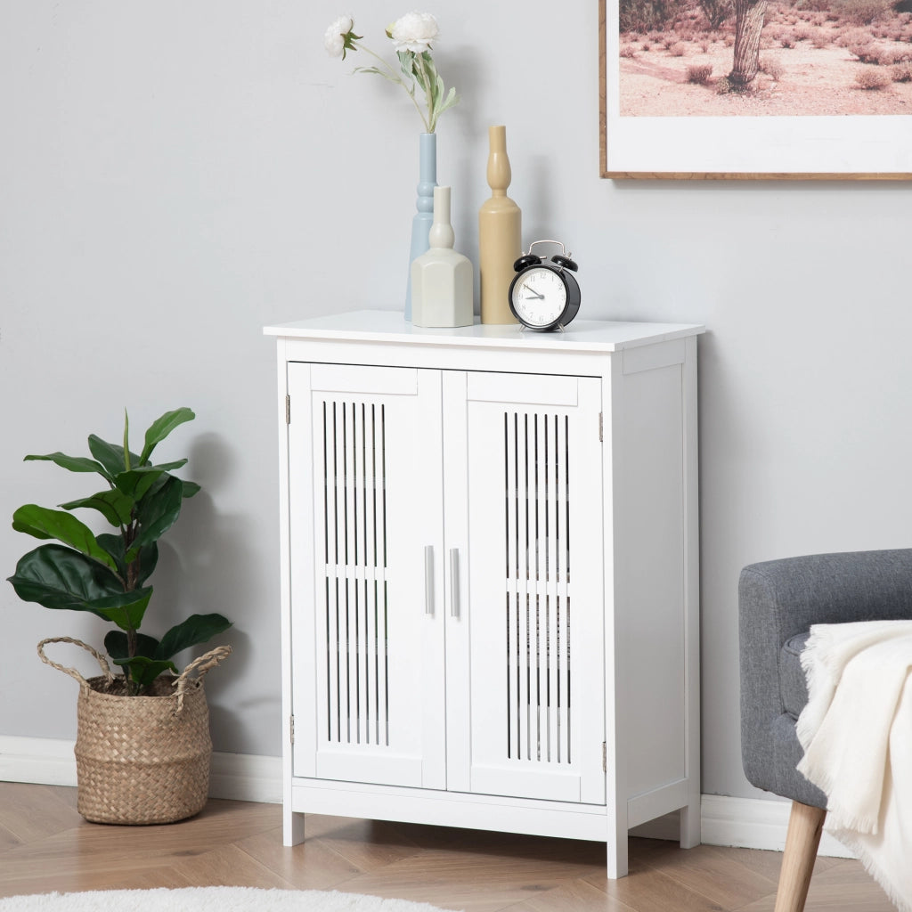 Armadietto Bagno con 3 Ripiani Regolabili e Ante ¨C Zephmum ¨C 60x30x80 Bianco