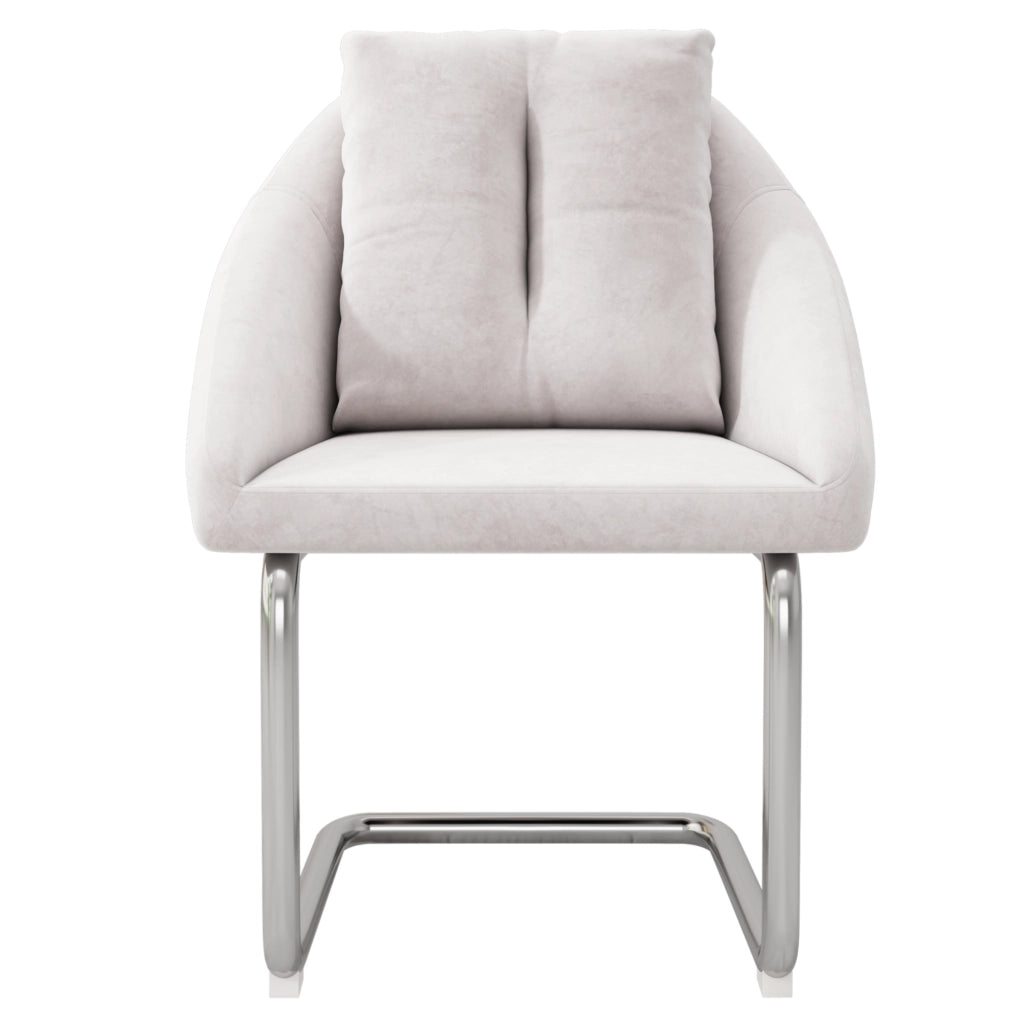 Set di 4 sedie ergonomiche in velluto con struttura in metallo beige