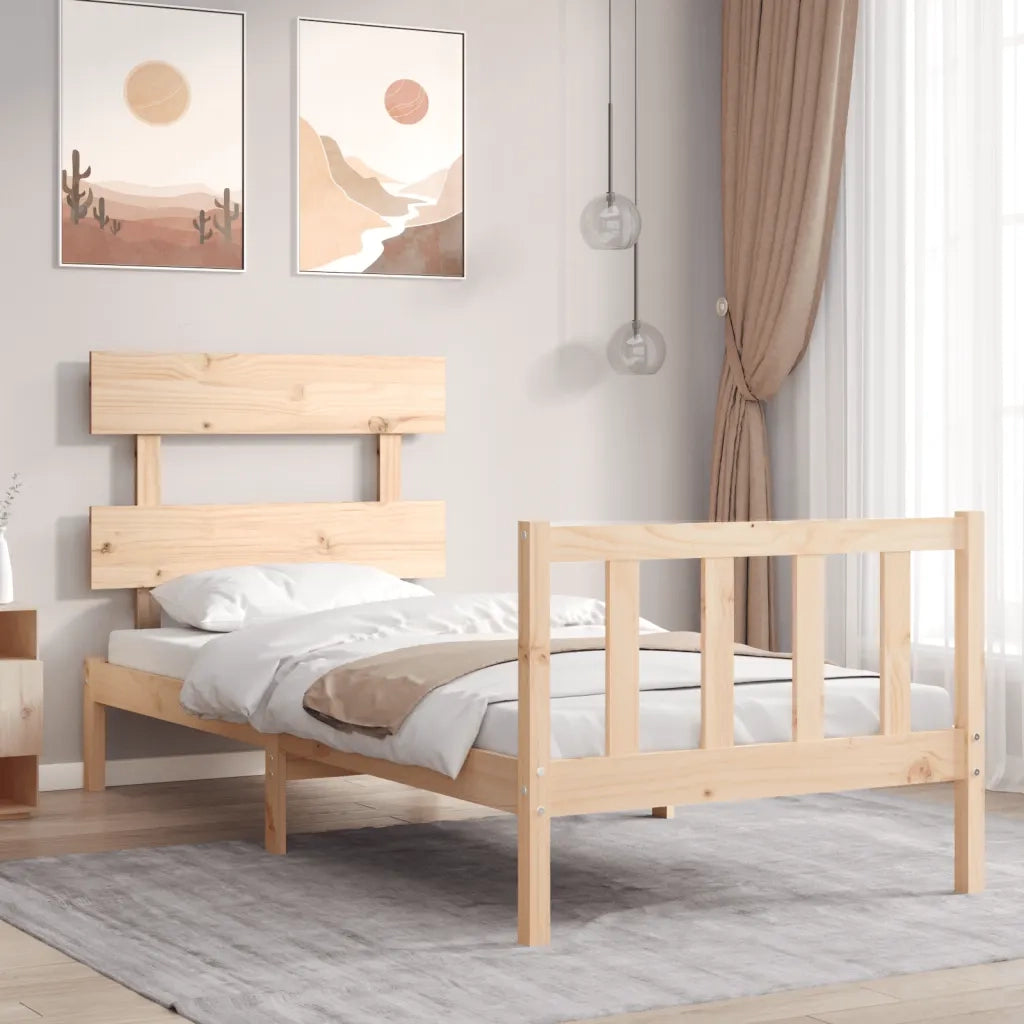 Giroletto con Testiera Single-Struttura Letto in Legno Massello 698038