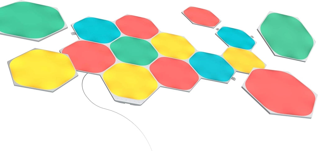 Shapes Hexagon Starter Kit, 9 Esagoni Luminosi LED RGBW Smart, Applique da Parete Interno Modulari, Luci Led 16M Colori WiFi, Funziona con Alexa, Sincronia Musica e Monitor, Deco e Gaming