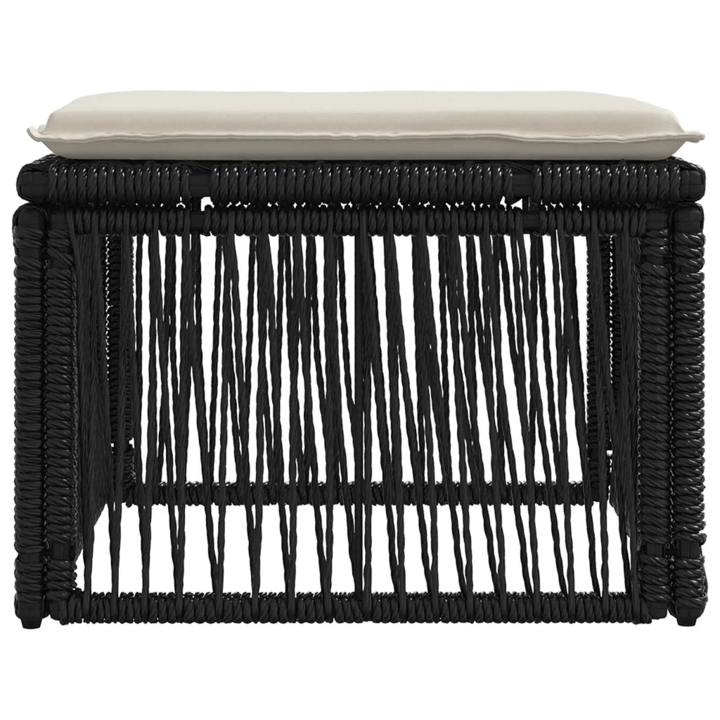 Poggiapiedi Nero polyrattan 42026722