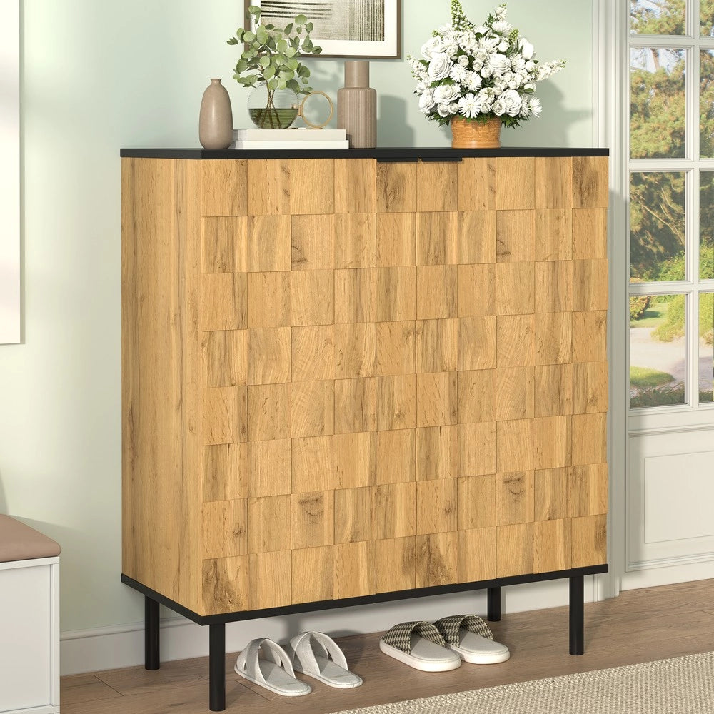 Scarpiera 2 Ante con Ripiani Regolabili ¨C MINIMAL ¨C Truciolato, Gambe in Metallo