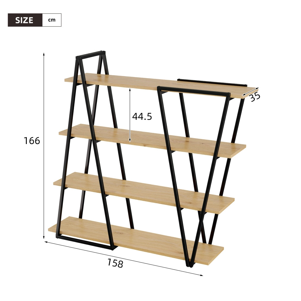 Libreria geometrica con 4 vani e anti ribaltamento per soggiorno 158×35×166 cm