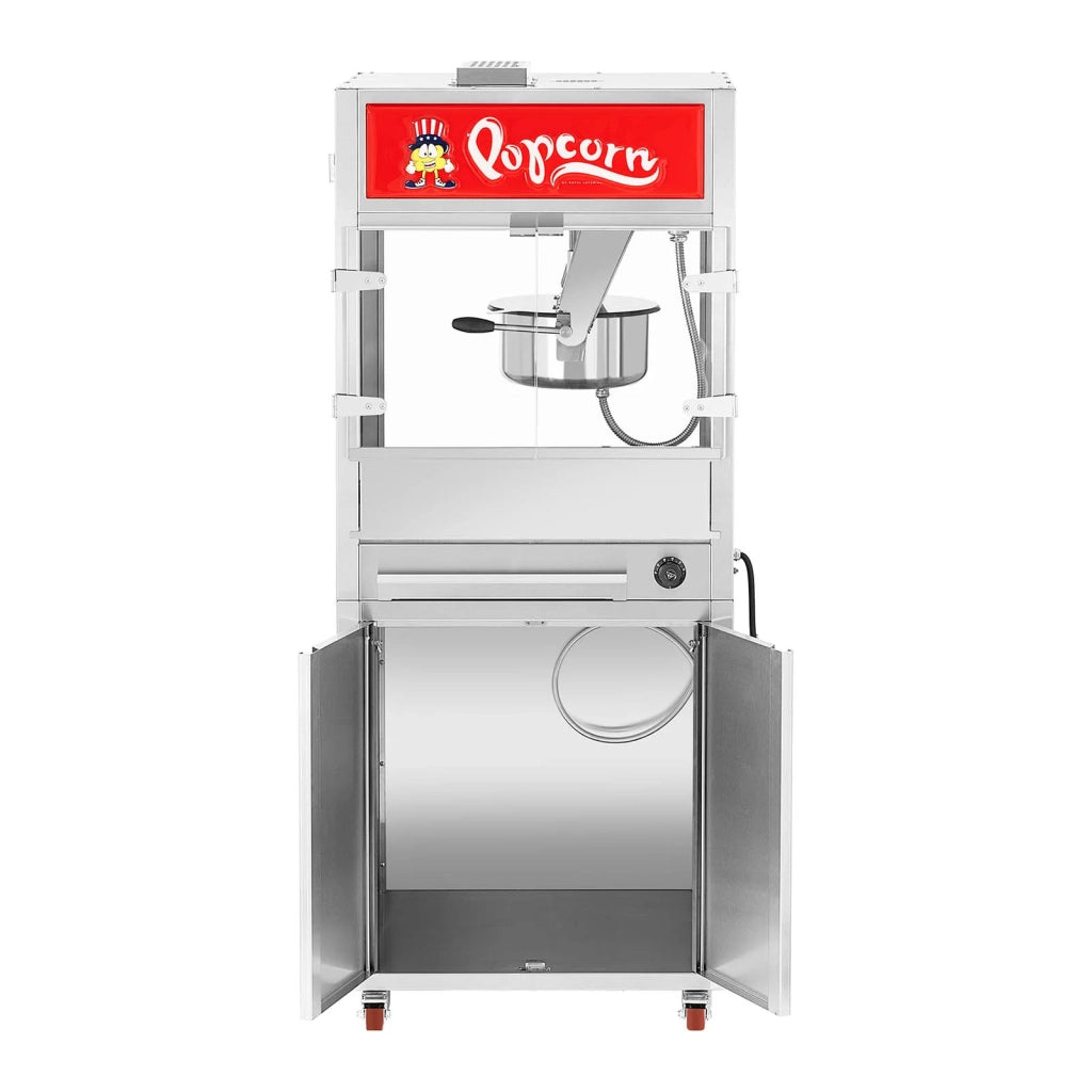 Macchina per popcorn con mobiletto su ruote 71 x 56 x 71 cm acciaio inox 14_0004916