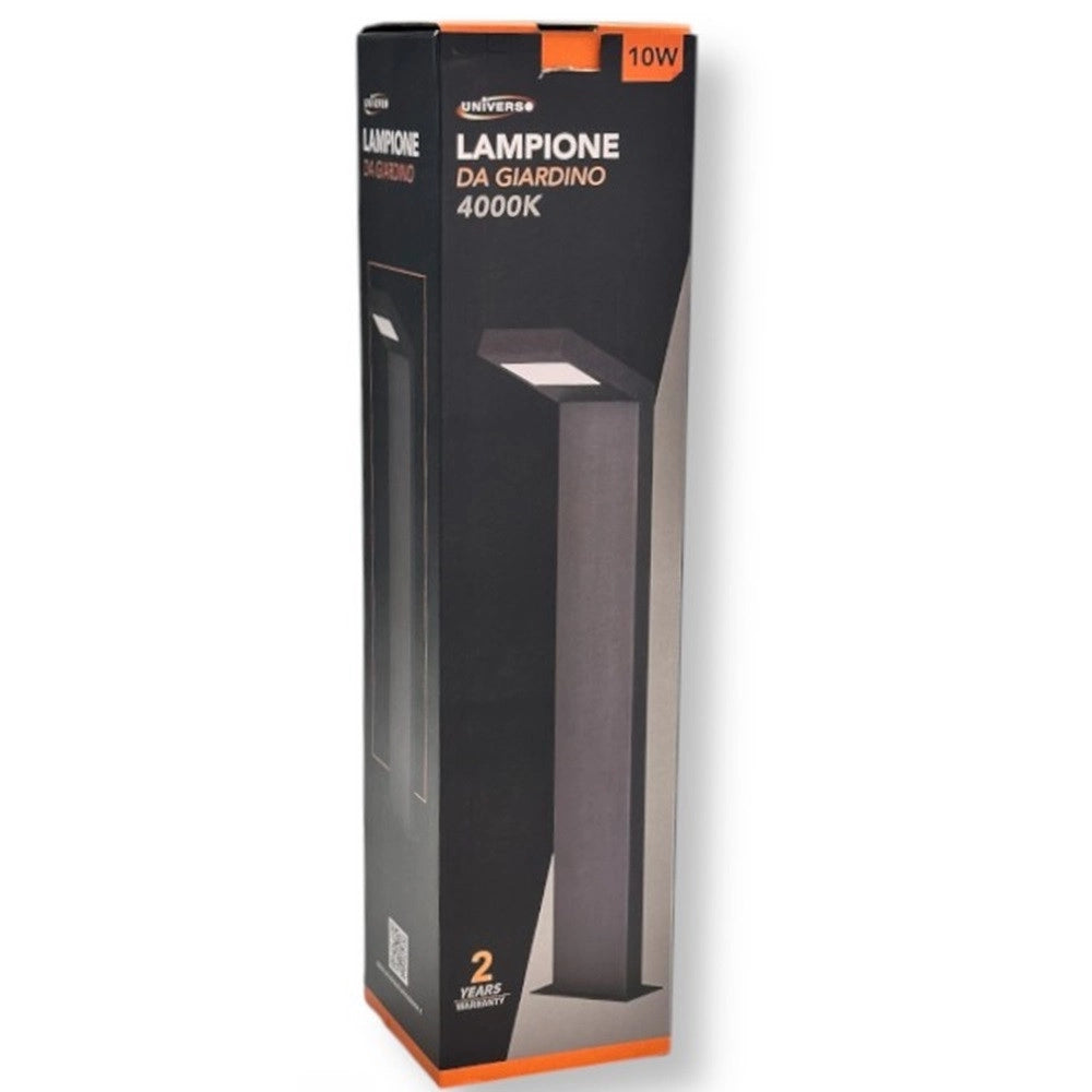 Trade Shop - Lampada Applique Led Da Giardino 10w Ip54 Lampione Bollard Da Terra Luce 4000k 954pa-h580 - Grigio