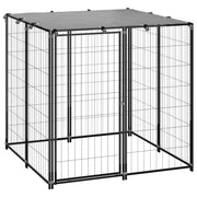 Gabbia per cani da esterno per parco animali 110 x 110 x 110 cm in acciaio nero 02_0000490