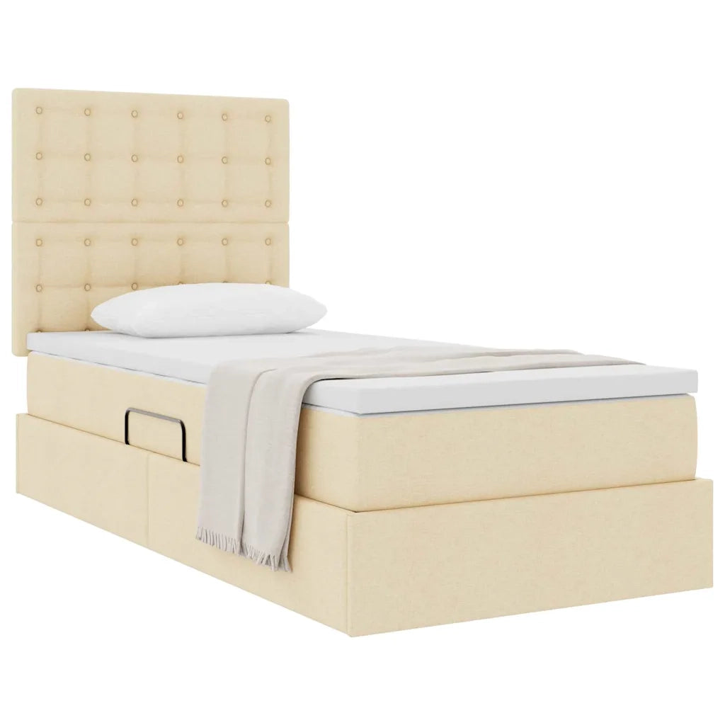 Letto con contenitore e materasso Crema 100 x 200 cm Poliestere
