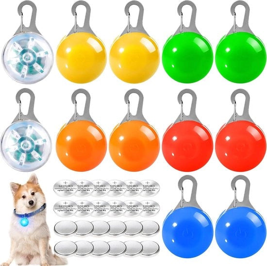 Accessori illuminanti per cani - clip-on con luce LED - 12 pezzi - sicurezza - animali domestici - zaino scolastico - bambini.
