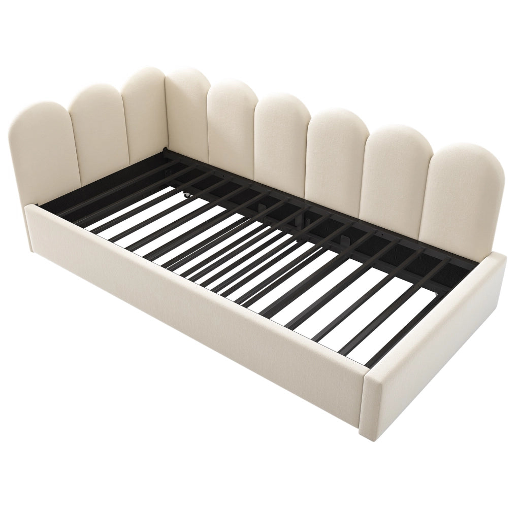 Letto a giorno 90x200 cm; con letto estraibile; velluto; beige (Senza materasso)
