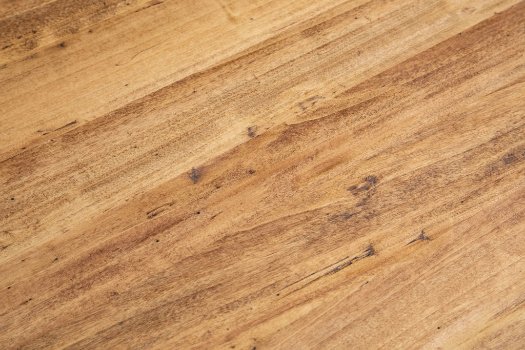 Biscottini Tavolo fisso Country in legno massello di tiglio struttura bianca anticata piano naturale L80xPR80xH78 cm. Made in Italy