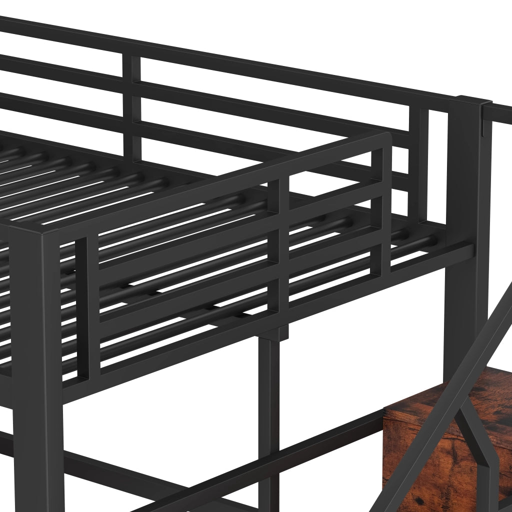 LETTO A CASTELLO 140 x 200 cm in metallo e MDF con LED