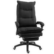 Sedia da Ufficio ad Altezza Regolabile con 6 Punti Massaggianti, in Tessuto Effetto Lino, 70x62x120-130 cm, Nero