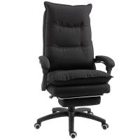 Sedia da Ufficio ad Altezza Regolabile con 6 Punti Massaggianti, in Tessuto Effetto Lino, 70x62x120-130 cm, Nero