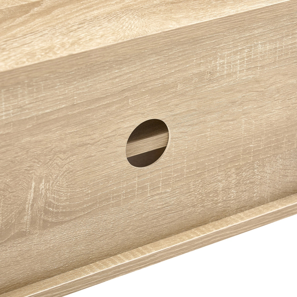 Mobile porta TV in rattan con 2 ante scorrevoli e 3 ripiani, per soggiorno, in MDF, naturale, 140 × 40 × 45 cm