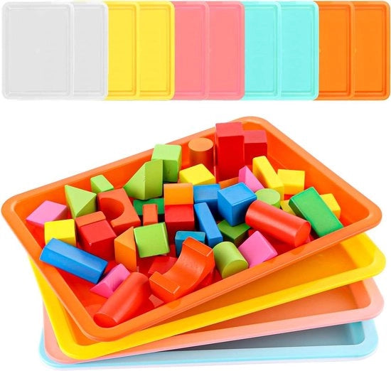 15 assorbenti in plastica per tavolo - piatto di supporto - 34 x 25 x 26 cm - piccolo piatto di attività multicolore - pittura - artigianato - progetti DIY