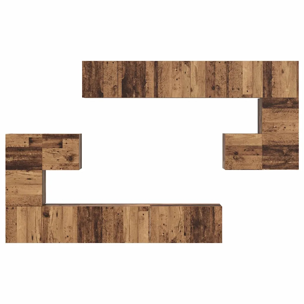Set mobile TV 10 pz-Set di 10 Credenza per TV Legno vecchio Legno multistrato 548084