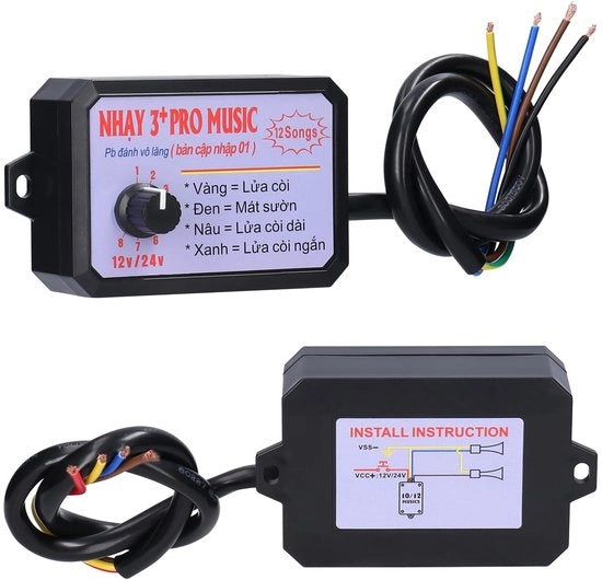 Controller di Hoorn 12-24V - Livelli di Volume Regolabili - 12 Effetti di Suono - Materiale in Plastica - Dimensioni Compresse - Peso Leggero 118g - Clacson