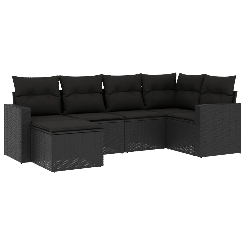 Set Divano da Giardino 6 pz con Cuscini Nero in Polyrattancod mxl 91825