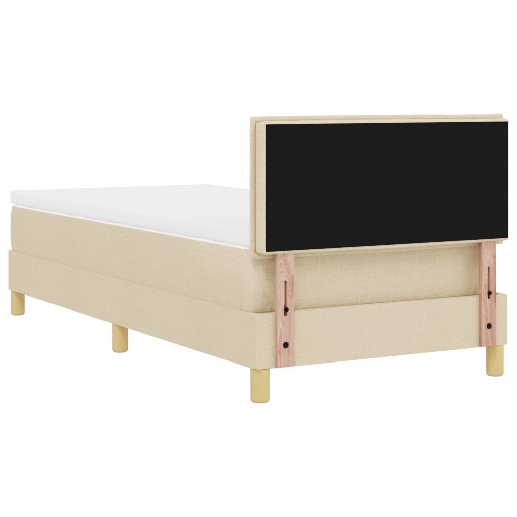 Letto Box Spring con Materasso Panna 80x200 cm Tessuto