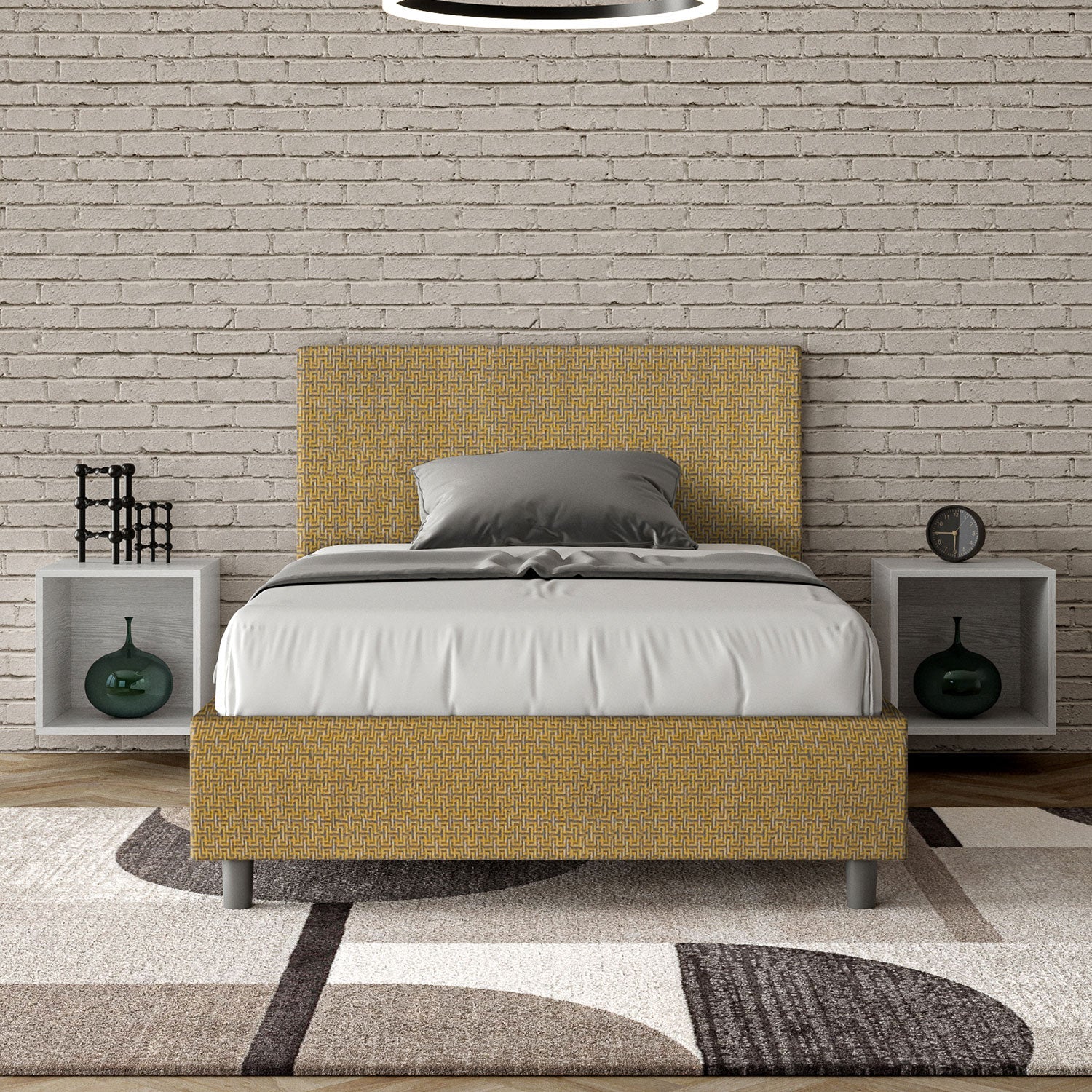 Letto 1 Piazza e Mezzo 120x190 cm Senza Rete Adele Labirinto 06 Giallo