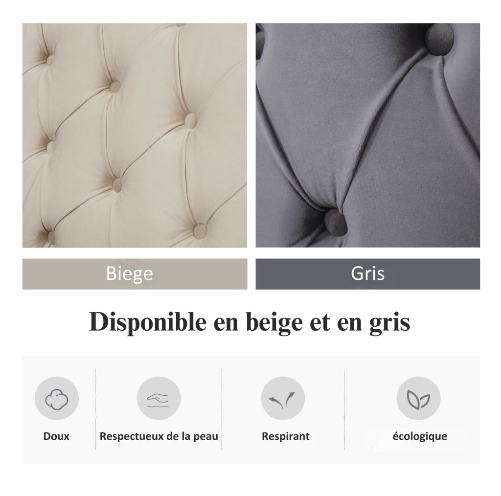 Letto matrimoniale contenitore Chesterfield grigio 140x190 cm