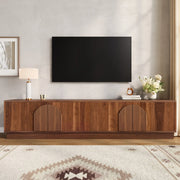 Mobile TV 180x40x44.5 cm con porte push-to-open; LED multicolore; MDF e metallo; noce