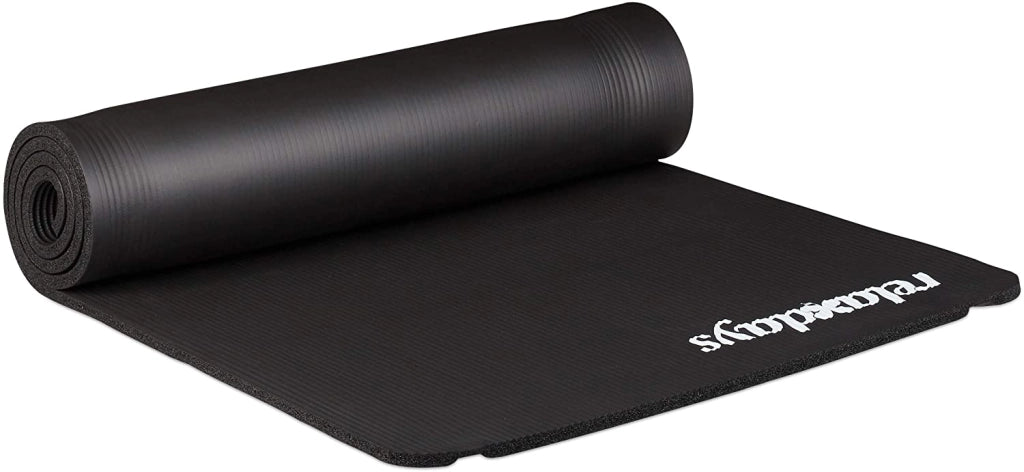 Tappetino yoga in gomma spessa 1 cm con tracolla per ginnastica pilates aerobica nero 13_0002843_3